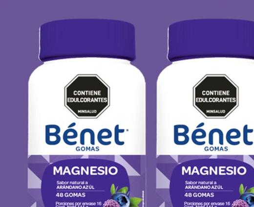 Bénet Magnesio Gomas — Gomas de citrato de magnesio sabor arándano azul, frasco de 48 gomas.